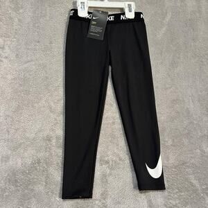 Nike Leggings Girls Medium 6 Black Dri-FIT Training Athletic Pants Swoosh New